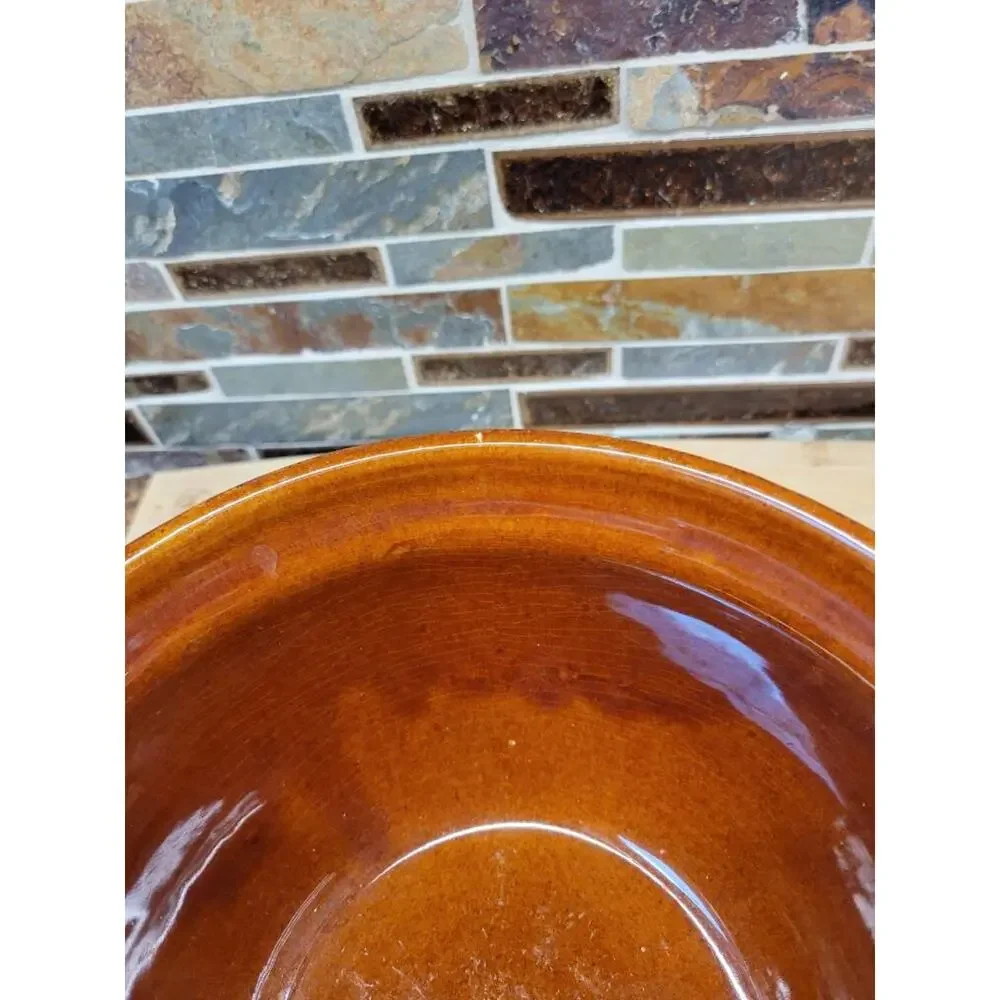 Marcrest Brown Ribbed Stoneware Mixing Bowl Vintage 8